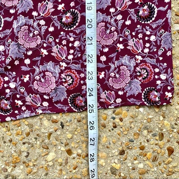 Loft Floral Bell Sleeved Wine-Colored Blouse Size M - Picture 5 of 10